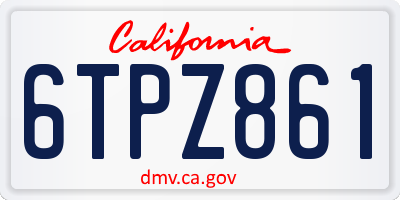 CA license plate 6TPZ861