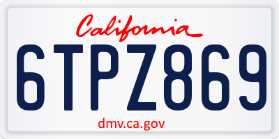 CA license plate 6TPZ869