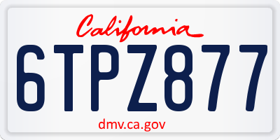 CA license plate 6TPZ877