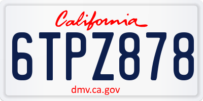 CA license plate 6TPZ878