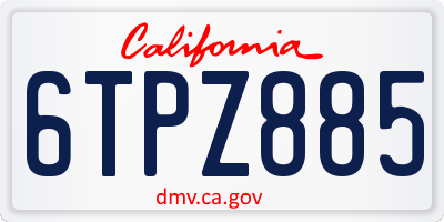CA license plate 6TPZ885