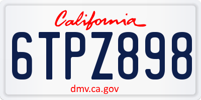 CA license plate 6TPZ898