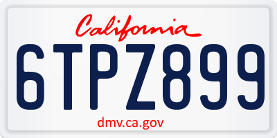 CA license plate 6TPZ899