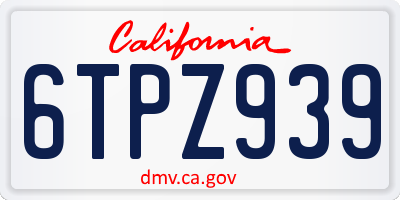 CA license plate 6TPZ939
