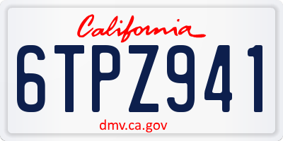 CA license plate 6TPZ941