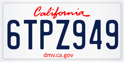 CA license plate 6TPZ949