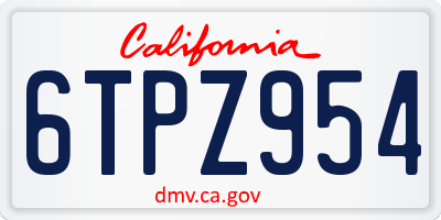 CA license plate 6TPZ954