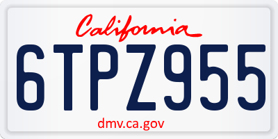 CA license plate 6TPZ955