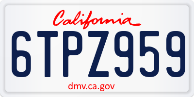 CA license plate 6TPZ959