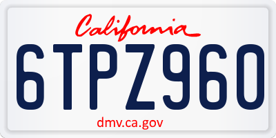 CA license plate 6TPZ960