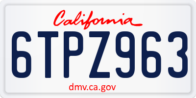 CA license plate 6TPZ963