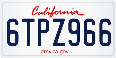 CA license plate 6TPZ966