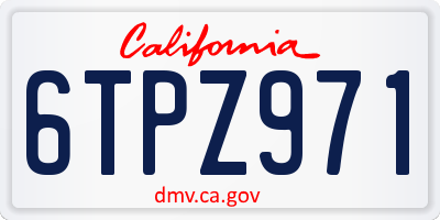 CA license plate 6TPZ971