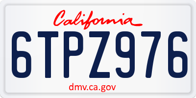 CA license plate 6TPZ976