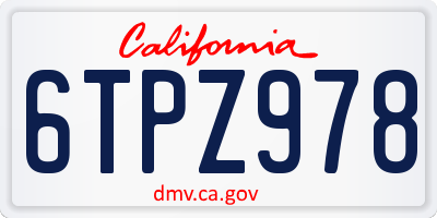 CA license plate 6TPZ978