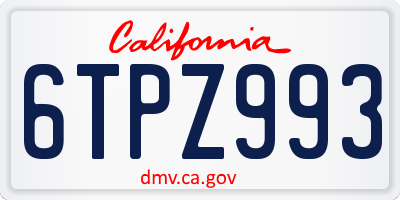 CA license plate 6TPZ993