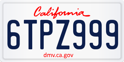 CA license plate 6TPZ999