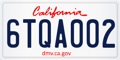 CA license plate 6TQA002
