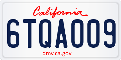 CA license plate 6TQA009