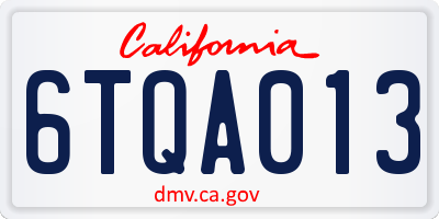 CA license plate 6TQA013
