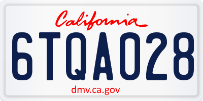 CA license plate 6TQA028