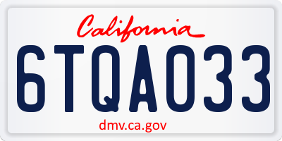 CA license plate 6TQA033
