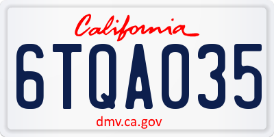 CA license plate 6TQA035