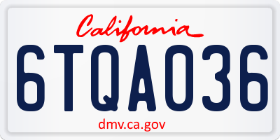 CA license plate 6TQA036