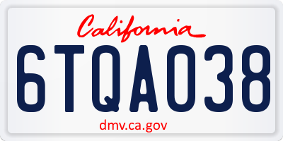 CA license plate 6TQA038