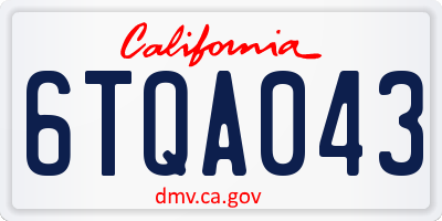 CA license plate 6TQA043