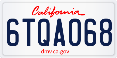 CA license plate 6TQA068
