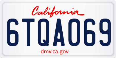 CA license plate 6TQA069