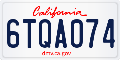 CA license plate 6TQA074