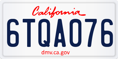 CA license plate 6TQA076