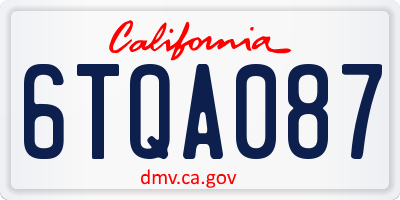 CA license plate 6TQA087