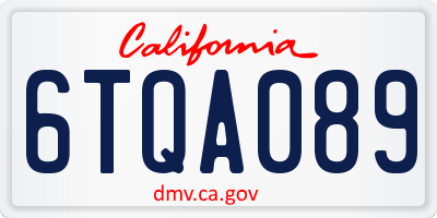 CA license plate 6TQA089