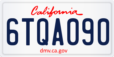 CA license plate 6TQA090