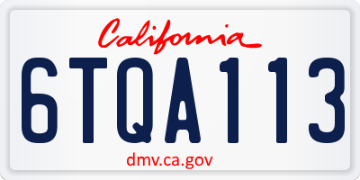 CA license plate 6TQA113