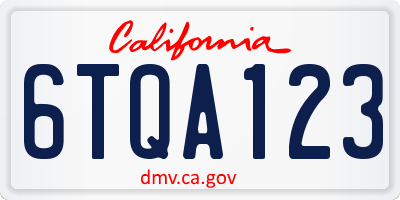 CA license plate 6TQA123