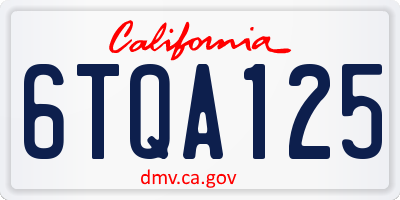 CA license plate 6TQA125