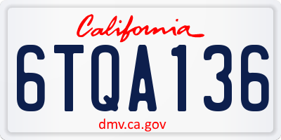 CA license plate 6TQA136