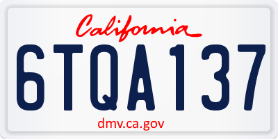 CA license plate 6TQA137