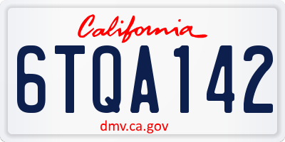 CA license plate 6TQA142