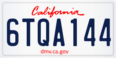 CA license plate 6TQA144