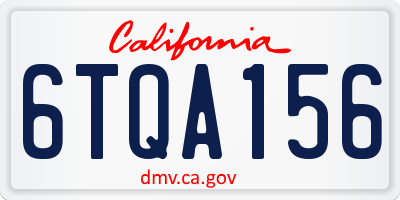 CA license plate 6TQA156