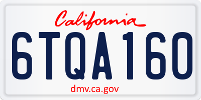 CA license plate 6TQA160