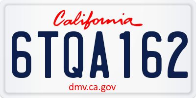 CA license plate 6TQA162