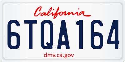 CA license plate 6TQA164