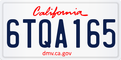 CA license plate 6TQA165