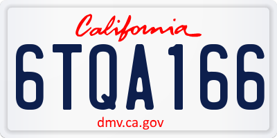 CA license plate 6TQA166